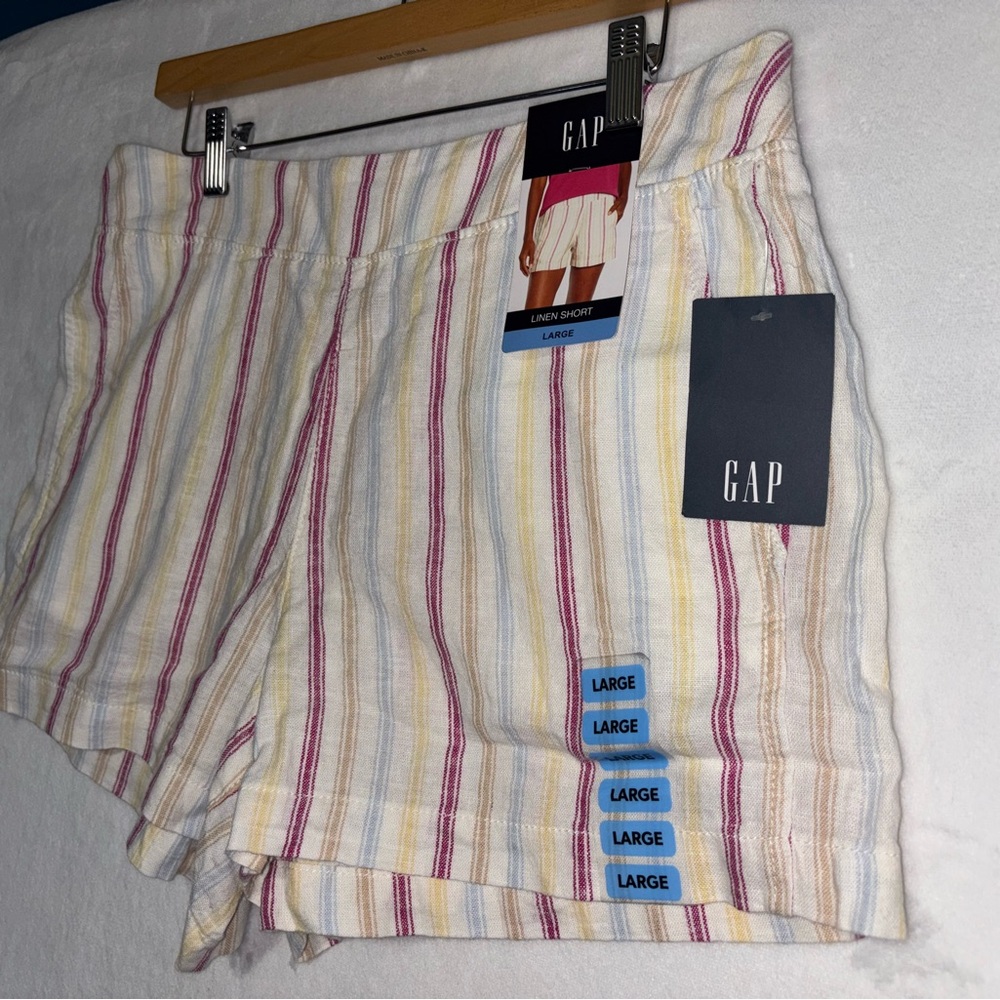 NWT GAP- Women's Striped Pull-on Linen Short - Picture 4 of 9